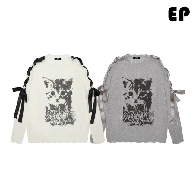 Women Knitted Sweater Pullover Pullover Cardigan Ripped Top