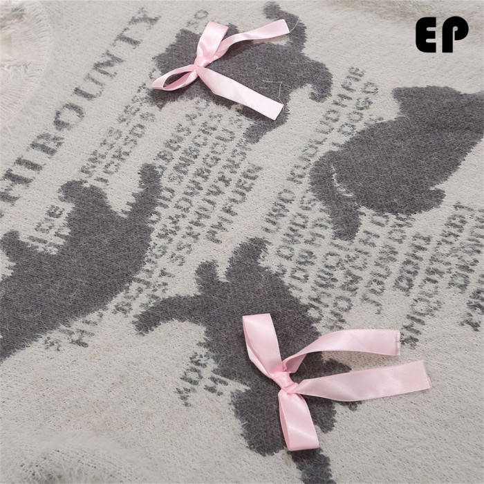 Women Knitted Sweater Pullover Pullover Cardigan Ripped Top