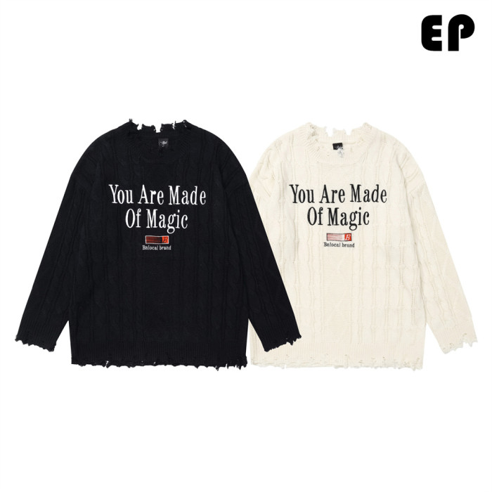 Women Knitted Sweater Pullover Pullover Cardigan Ripped Top