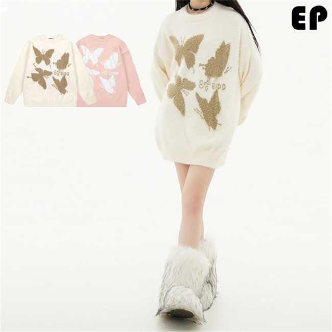 Women Knitted Sweater Pullover Pullover Cardigan Ripped Top