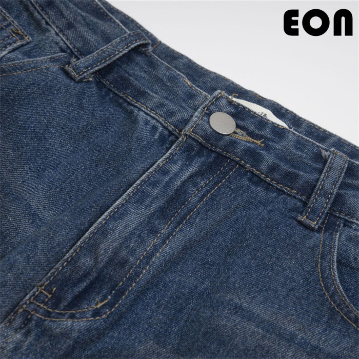 Women Vintage Ripped Wide-leg Jeans Bottoms Pants Trousers Outfits Casual Jeans