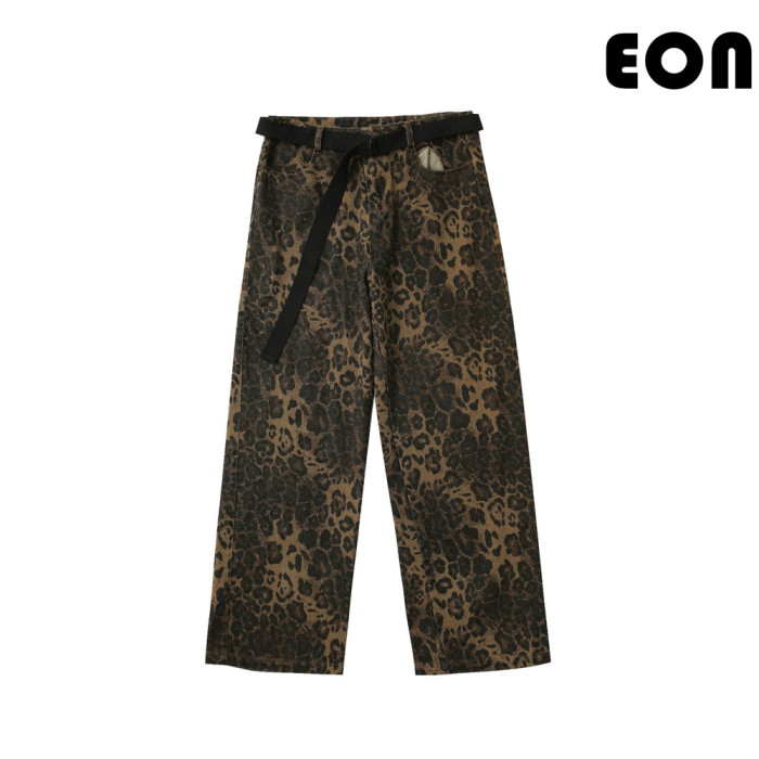 Women Hip Hop Wiped Color Wide-leg Jeans Bottoms Pants Trousers Outfits Casual Jeans