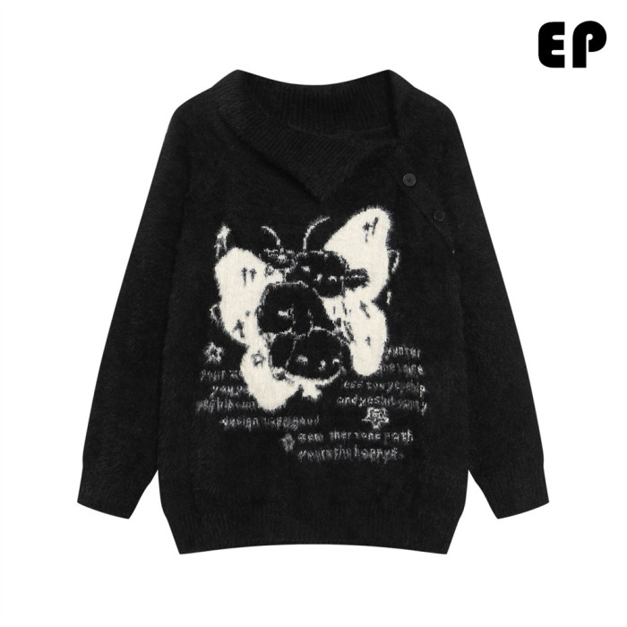 Women Knitted Sweater Pullover Pullover Cardigan Ripped Top