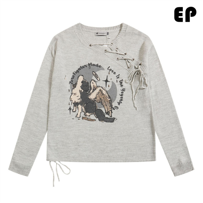 Women Knitted Sweater Pullover Pullover Cardigan Ripped Top