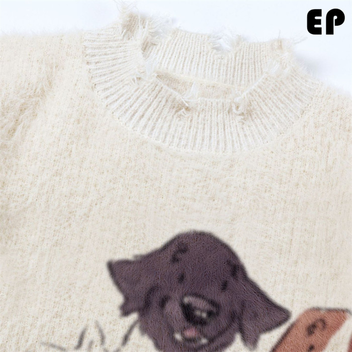 Women Knitted Sweater Pullover Pullover Cardigan Ripped Top