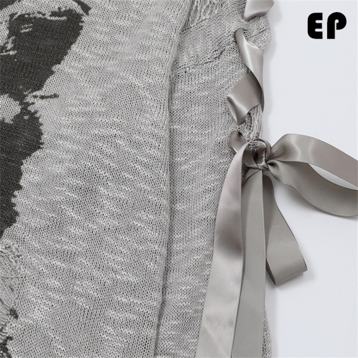 Women Knitted Sweater Pullover Pullover Cardigan Ripped Top