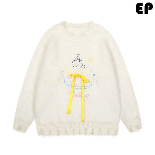 Women Knitted Sweater Pullover Pullover Cardigan Ripped Top