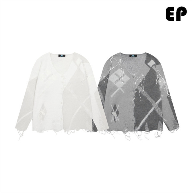 Women Knitted Sweater Pullover Pullover Cardigan Ripped Top