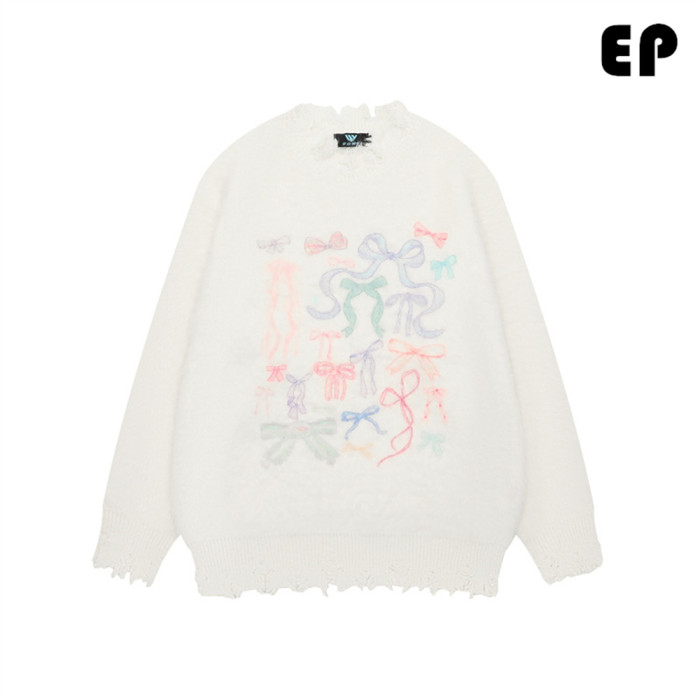 Women Knitted Sweater Pullover Pullover Cardigan Ripped Top