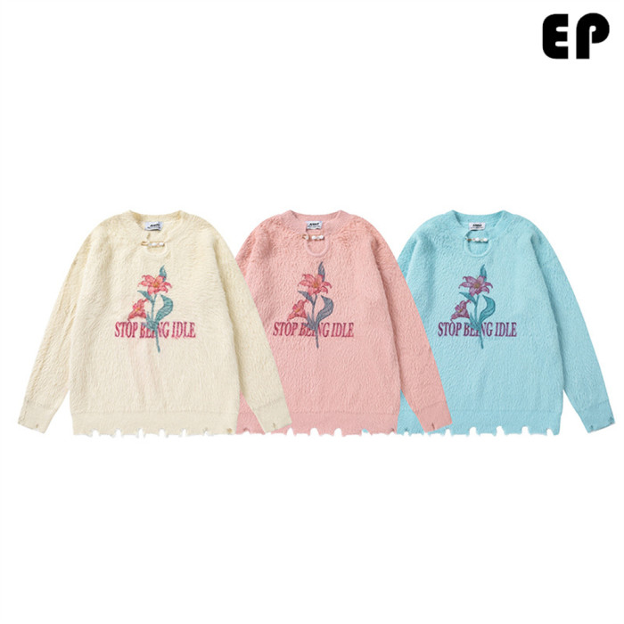 Women Knitted Sweater Pullover Pullover Cardigan Ripped Top