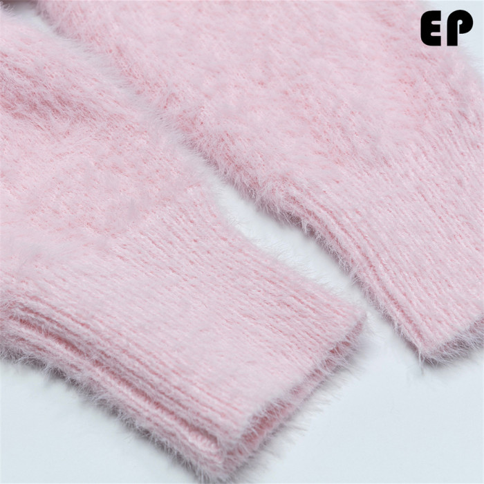 Women Knitted Sweater Pullover Pullover Cardigan Ripped Top