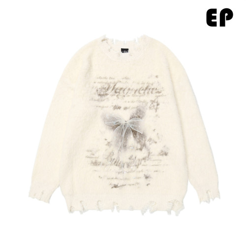 Women Knitted Sweater Pullover Pullover Cardigan Ripped Top