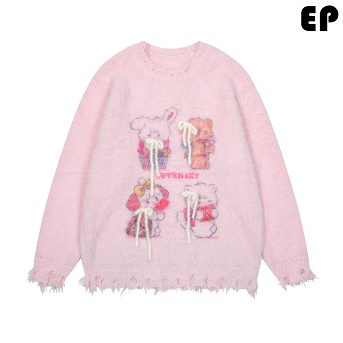 Women Knitted Sweater Pullover Pullover Cardigan Ripped Top