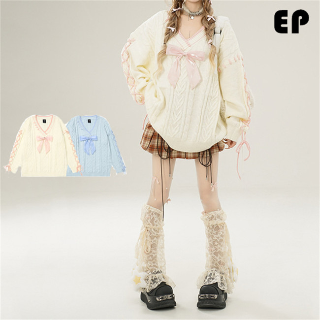 Women Knitted Sweater Pullover Pullover Cardigan Ripped Top