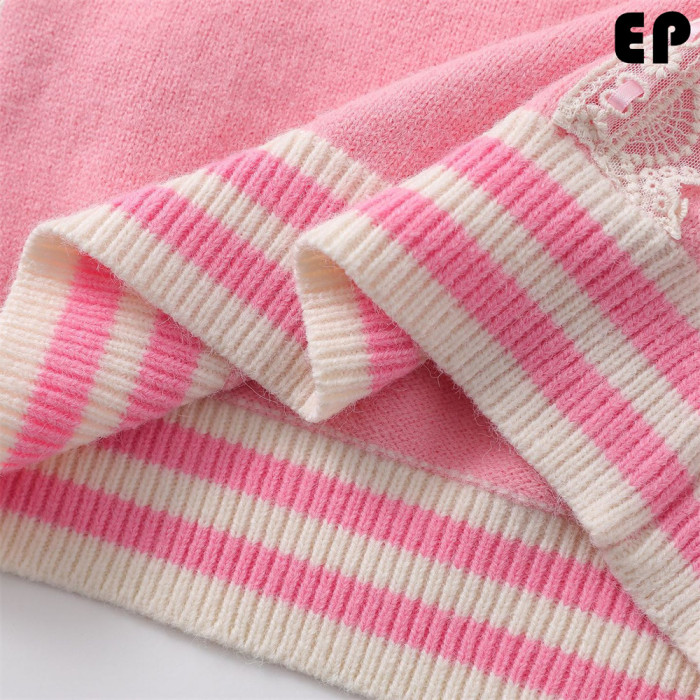 Women Knitted Sweater Pullover Pullover Cardigan Ripped Top