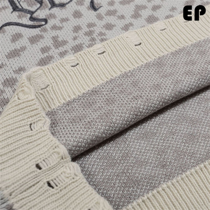 Women Knitted Sweater Pullover Pullover Cardigan Ripped Top