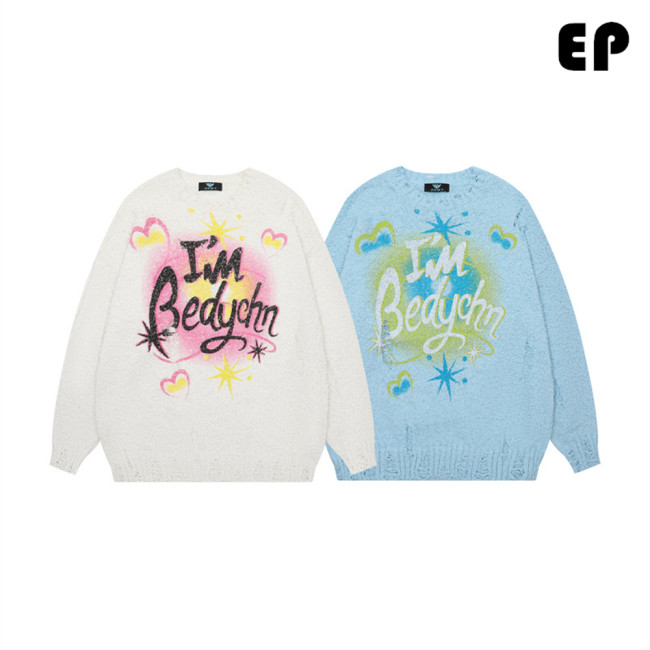 Women Knitted Sweater Pullover Pullover Cardigan Ripped Top