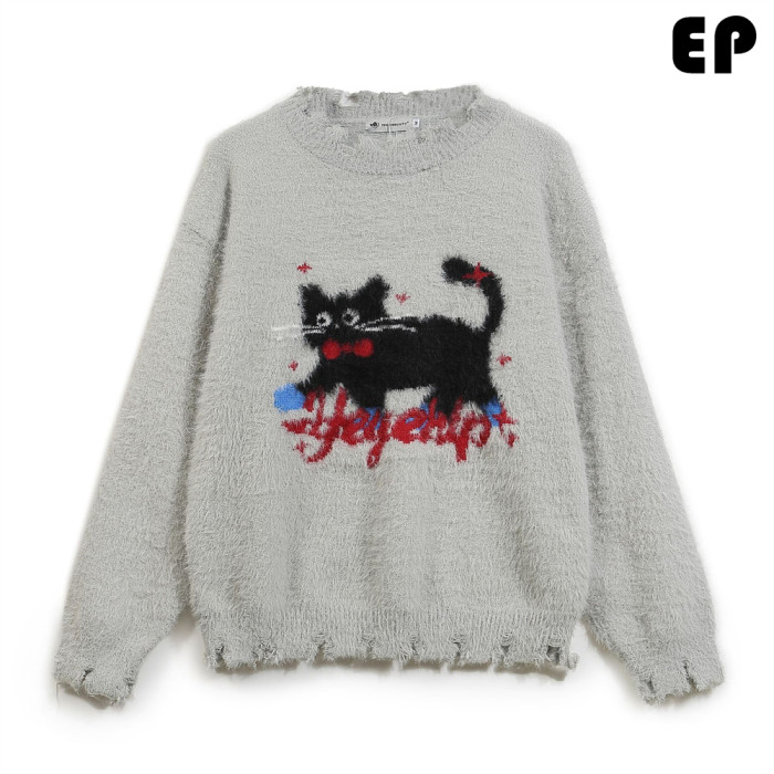 Women Knitted Sweater Pullover Pullover Cardigan Ripped Top