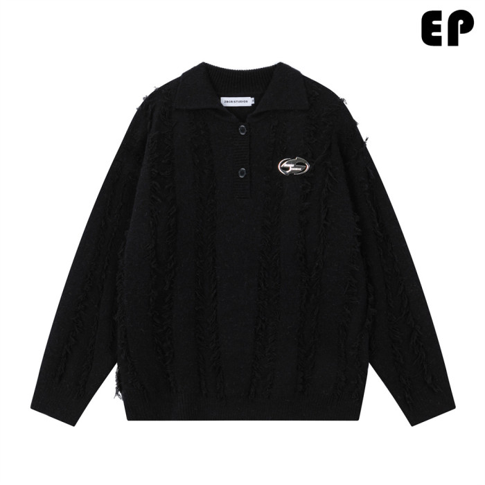 Women Knitted Sweater Pullover Pullover Cardigan Ripped Top