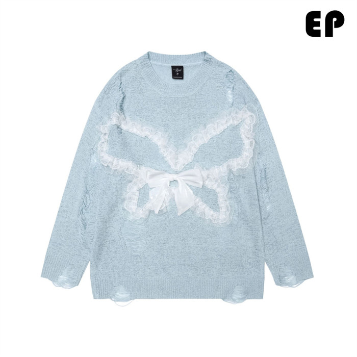 Women Knitted Sweater Pullover Pullover Cardigan Ripped Top