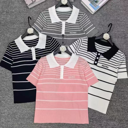 Women Knit T-shirt Short Sleeve T-shirt Pullover Tops Sweatshirt Unisex Tee Casual T-shirt