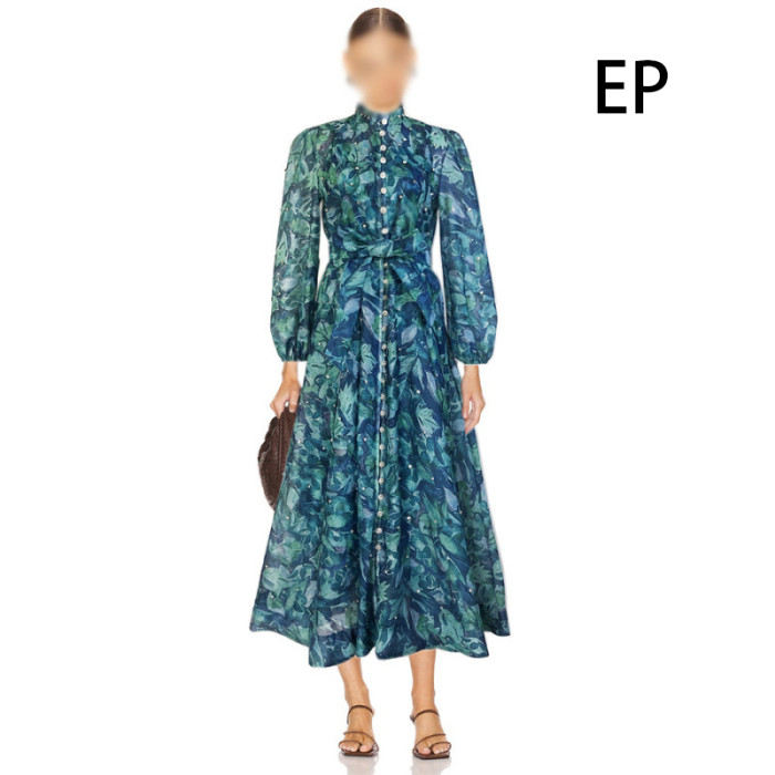 Women Elegant Pullover Dress Long Dress V-neck Gown Jumper