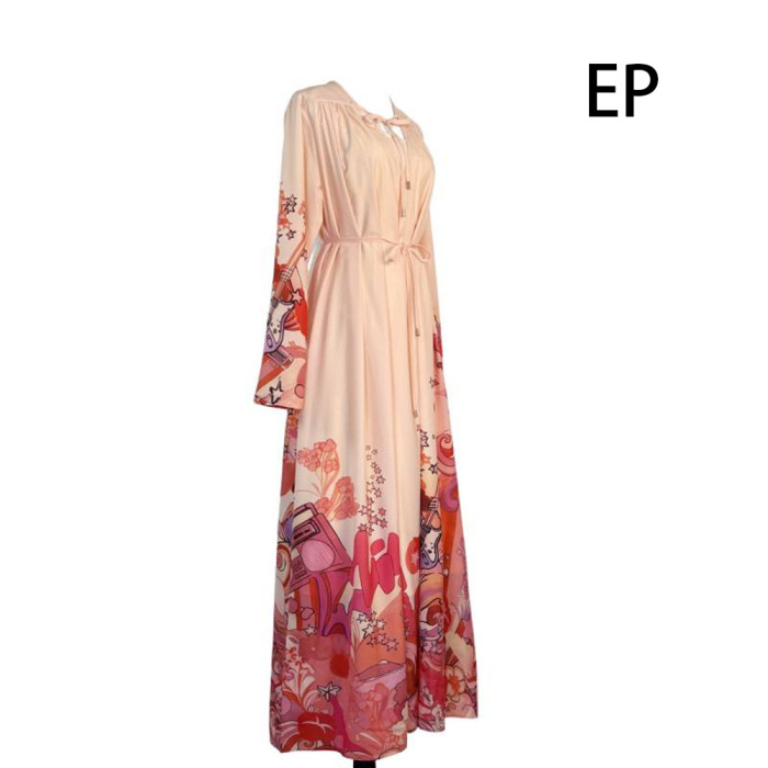 Women Elegant Pullover Suits collar Dress Long Dress V-neck Gown Jumper