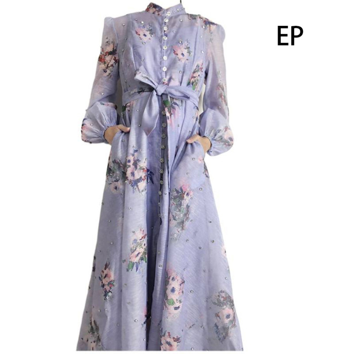 Women Elegant Pullover Dress Long Dress V-neck Gown Jumper