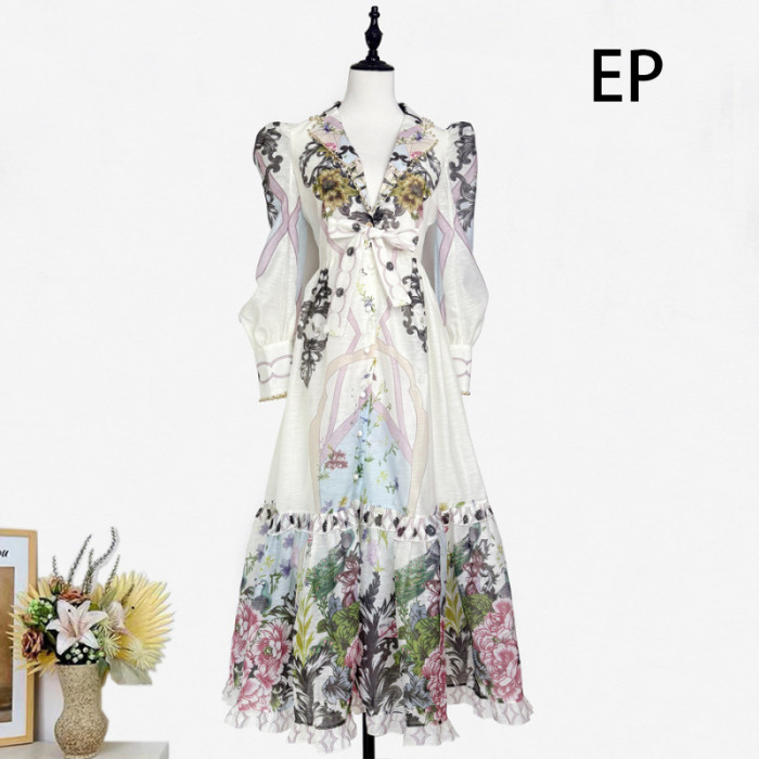 Women Elegant Pullover Suits collar Dress Long Dress V-neck Gown Jumper