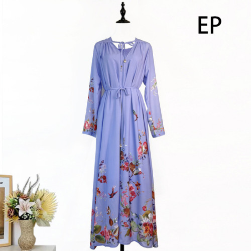 Women Elegant Pullover Suits collar Dress Long Dress V-neck Gown Jumper