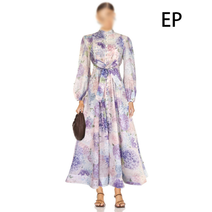 Women Elegant Pullover Dress Long Dress V-neck Gown Jumper