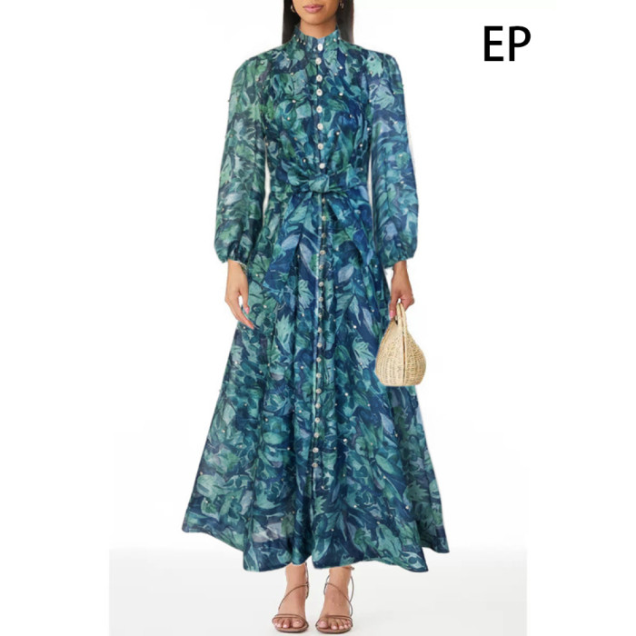 Women Elegant Pullover Dress Long Dress V-neck Gown Jumper