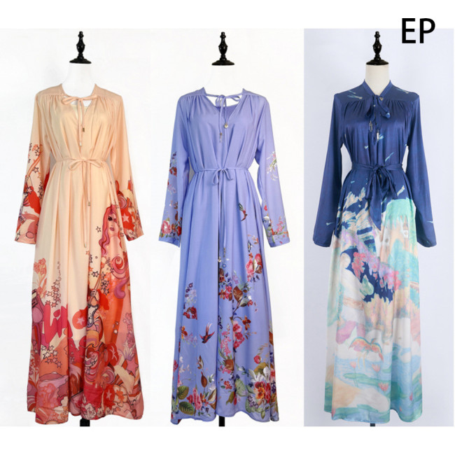 Women Elegant Pullover Suits collar Dress Long Dress V-neck Gown Jumper