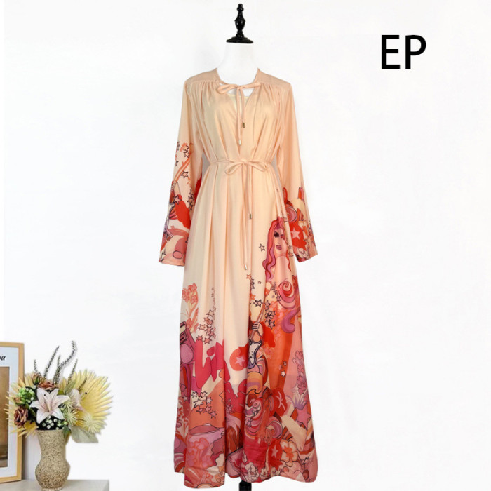 Women Elegant Pullover Suits collar Dress Long Dress V-neck Gown Jumper