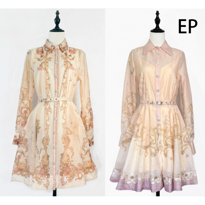 Women French Elegant Floral Print Midi Dress Summer Dress