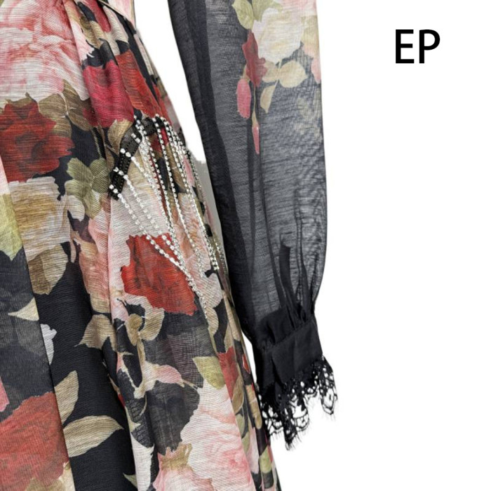 Women French Elegant  Floral Print Camisole Dress Summer Dress