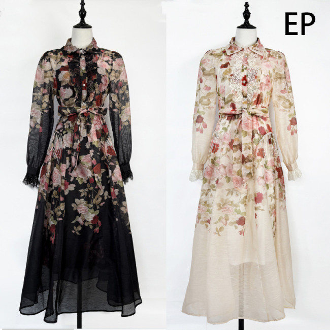 Women French Elegant Floral Print Camisole Dress Summer Dress