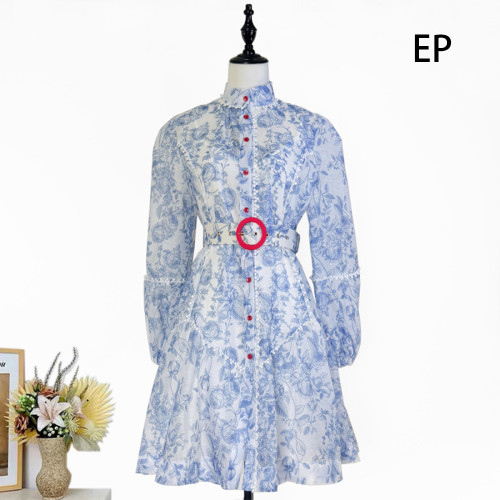 Women French Elegant Floral Print Midi Dress Summer Dress