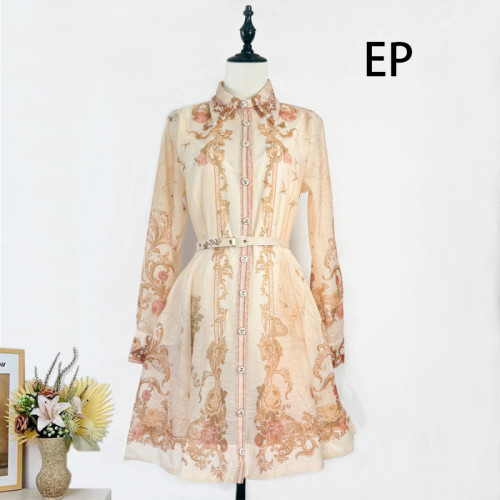 Women French Elegant Floral Print Midi Dress Summer Dress