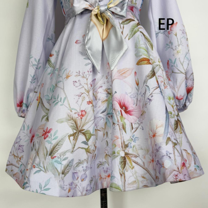 Women French Elegant Floral Print Midi Dress Summer Dress