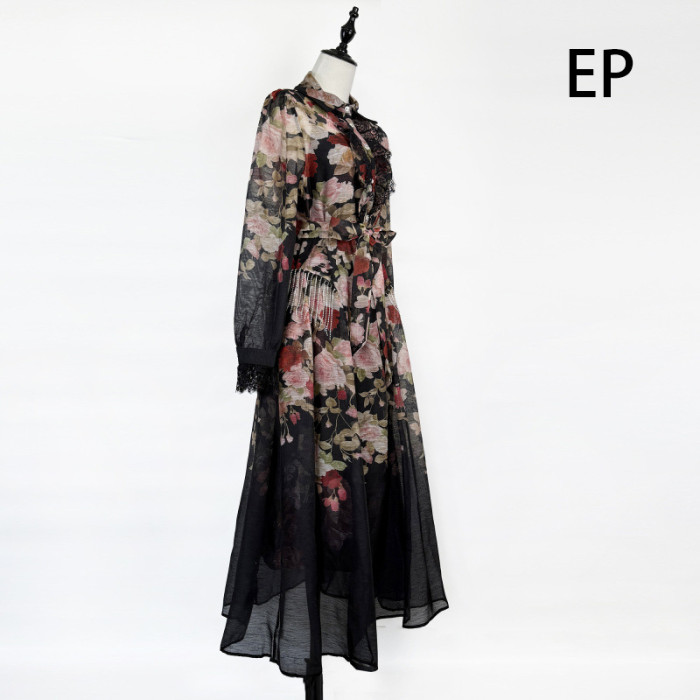 Women French Elegant  Floral Print Camisole Dress Summer Dress