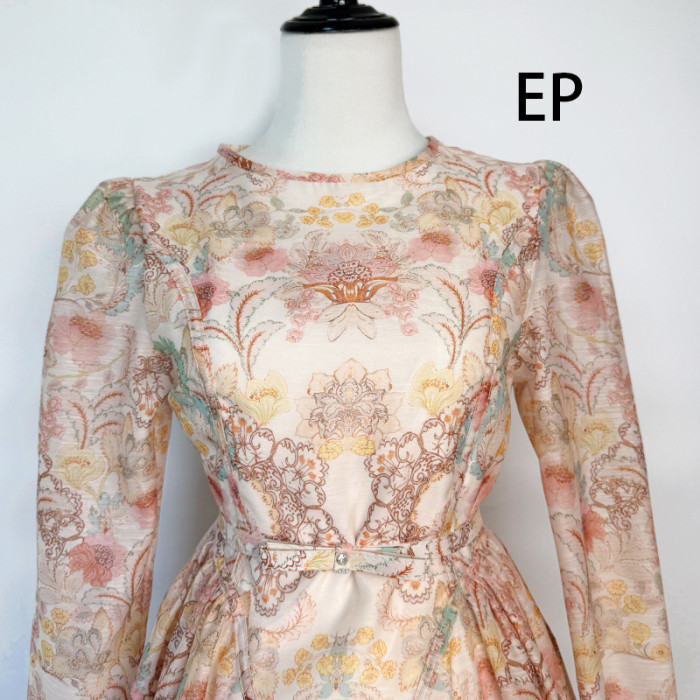 Women French Elegant Floral Print Midi Dress Summer Dress