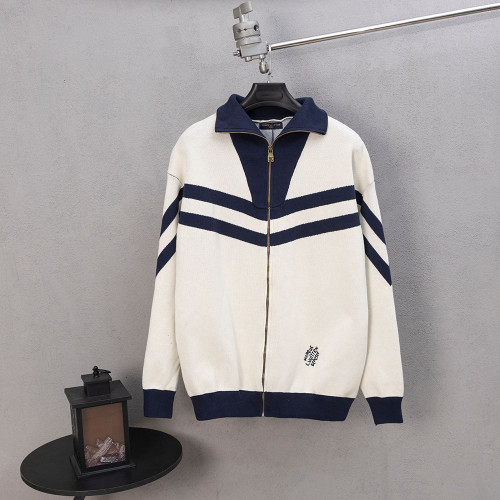 Men Women's Baseball Knit Jackets Cable Knit Cardigan Sweater Sweatshirts Tops Unisex