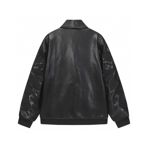 Men Long Sleeve Zip Up Baseball Jackets Leather Jersey Tops Women Tracksuit