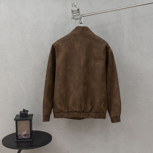 Men Long Sleeve Zip Up Baseball Jackets Leather Jersey Tops Women Tracksuit