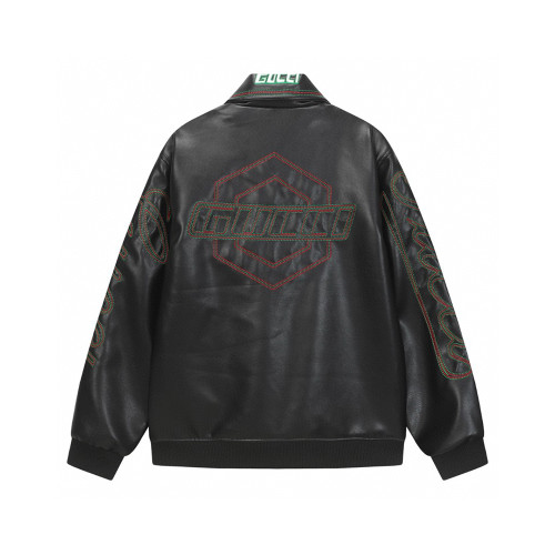 Men Long Sleeve Zip Up Baseball Jackets Leather Jersey Tops Women Tracksuit