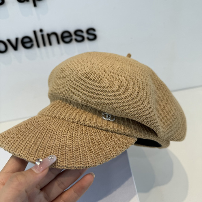 Men Women Knitted Beret Baker Hat Baseball Cap Visor Sun Hat Summer Headwear Unisex