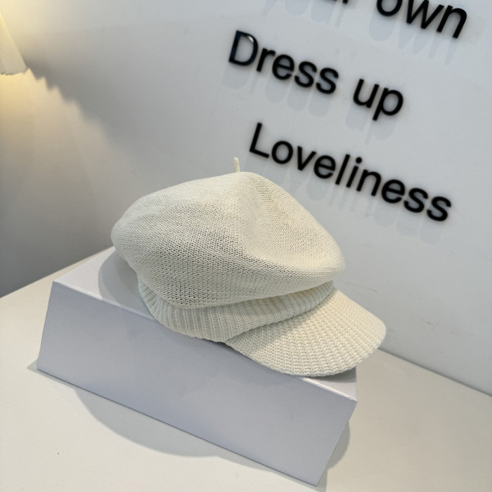 Men Women Knitted Beret Baker Hat Baseball Cap Visor Sun Hat Summer Headwear Unisex