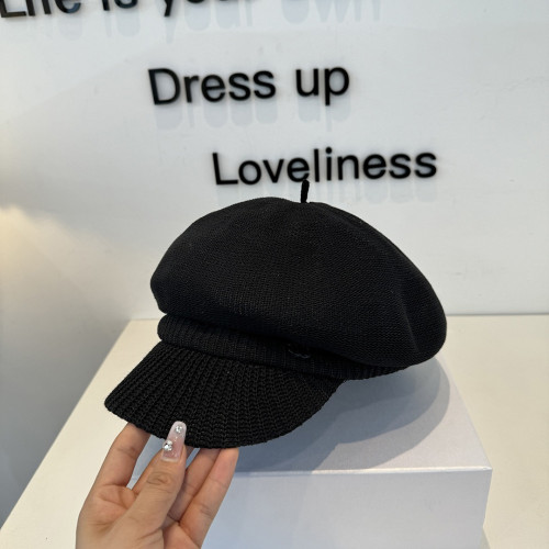Men Women Knitted Beret Baker Hat Baseball Cap Visor Sun Hat Summer Headwear Unisex
