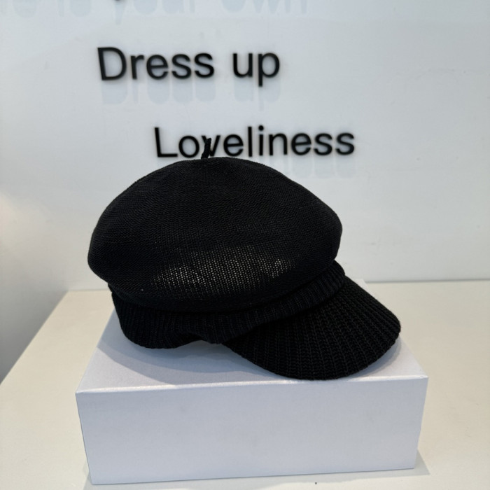 Men Women Knitted Beret Baker Hat Baseball Cap Visor Sun Hat Summer Headwear Unisex